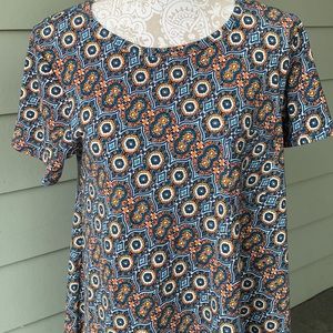Blue & Orange Print High Low Dress